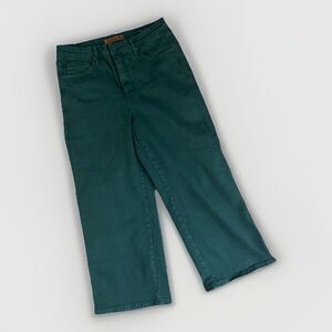 Judy Blue Wide Leg Cropped Jeans Size 11‎ / 30 Green Garment Dyed Tummy Control